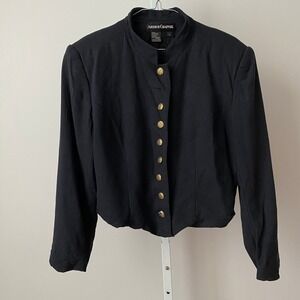 Arthur Chapnik Black Wool Blend Button Front Blazer Jacket Womens Size‎ 12